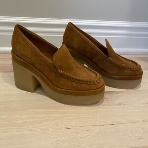 Marc Fisher brand new suede platform loafer heel 6.5